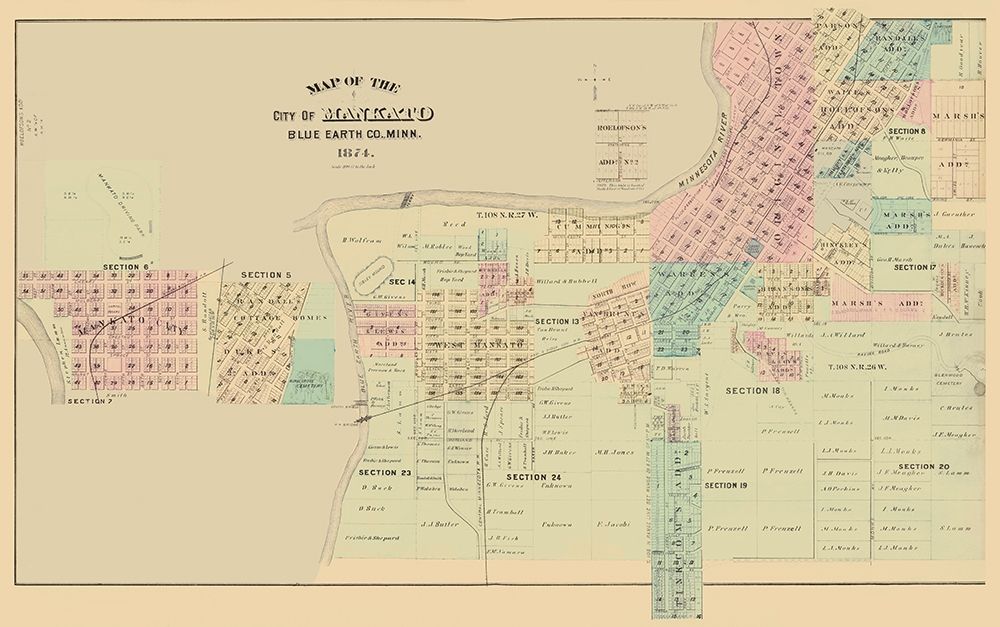 Mankato Minnesota - Andreas 1874 art print by Andreas for $57.95 CAD