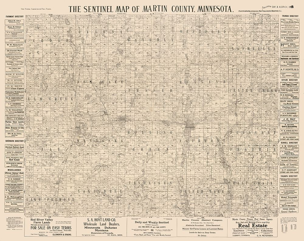 Martin County Minnesota - Day 1901 art print by Day for $57.95 CAD