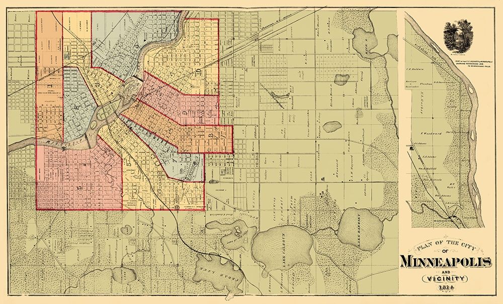Minneapolis Minnesota Landowner - Andreas 1874 art print by Andreas for $57.95 CAD