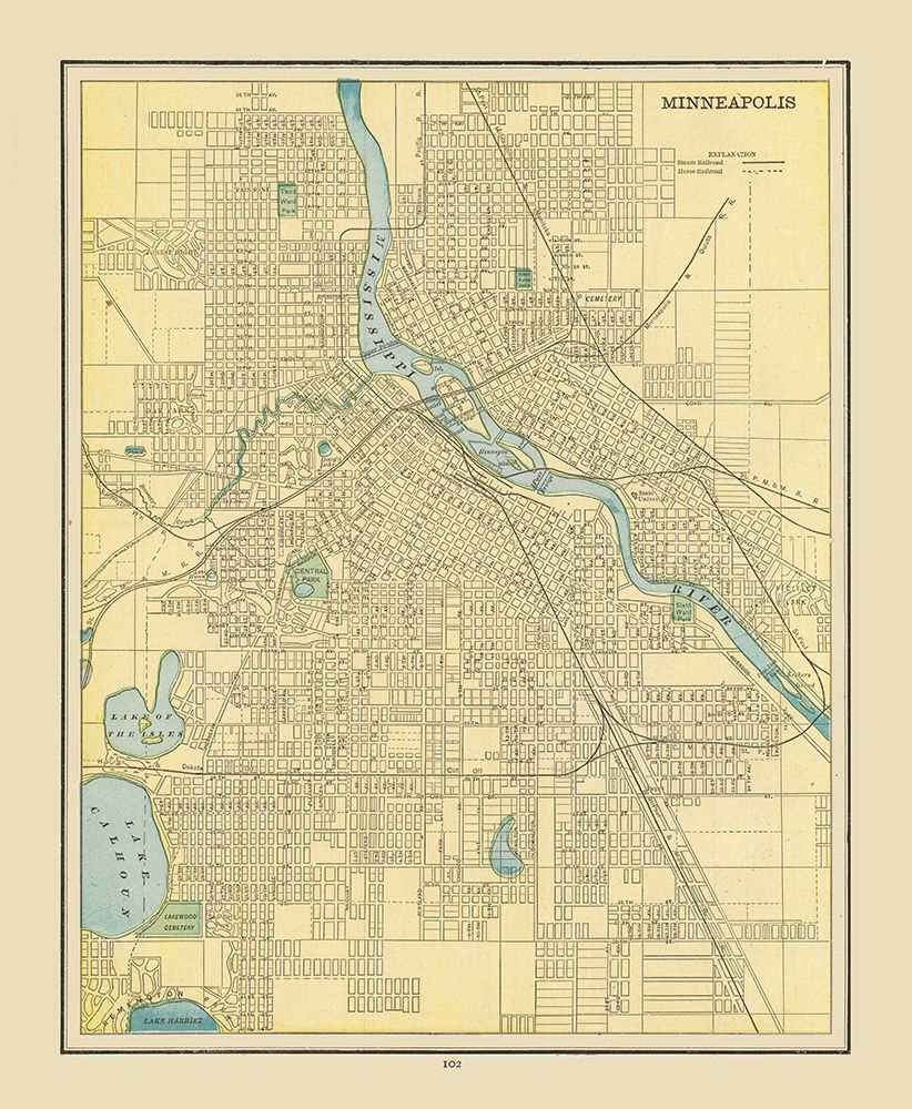 Minneapolis  Minnesota - Cram 1892 art print by Cram for $57.95 CAD