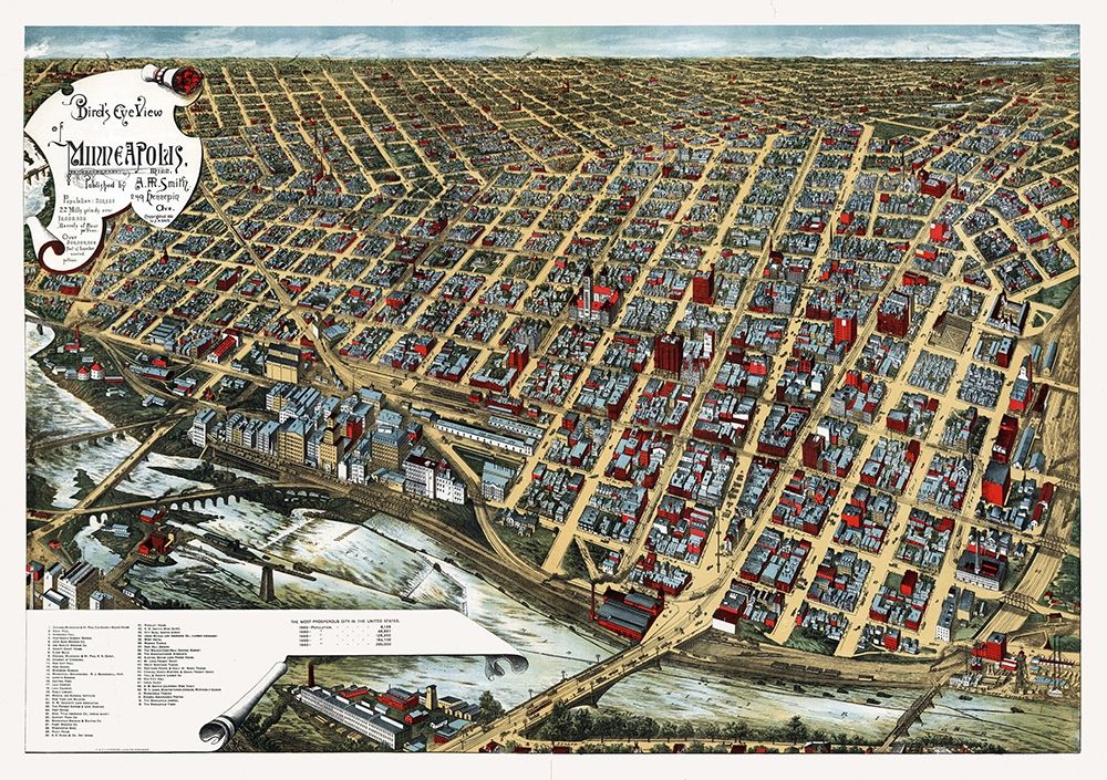 Minneapolis Minnesota - Smith 1891 art print by Smith for $57.95 CAD