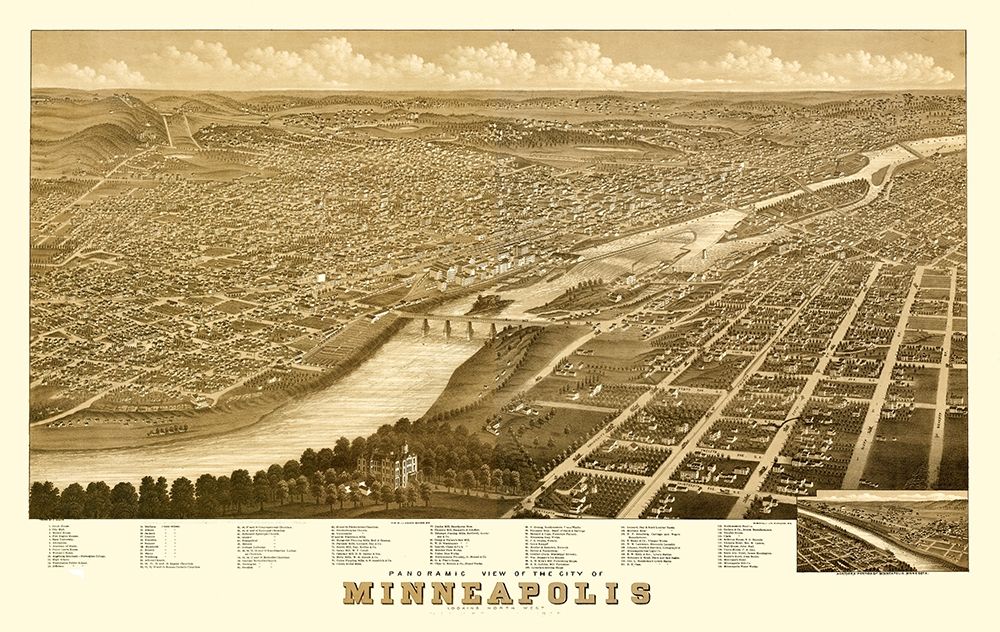 Minneapolis Minnesota - Stoner 1879 art print by Stoner for $57.95 CAD