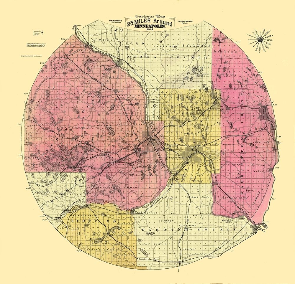 Minneapolis Minnesota - Cooley 1881 art print by Cooley for $57.95 CAD