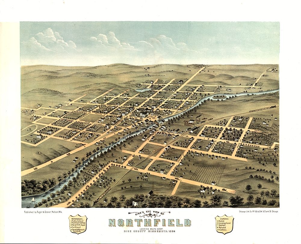 Northfield Minnesota - Stoner 1869 art print by Stoner for $57.95 CAD