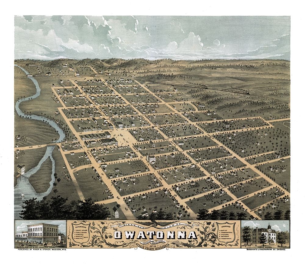 Owatonna Minnesota - Stoner 1870 art print by Stoner for $57.95 CAD