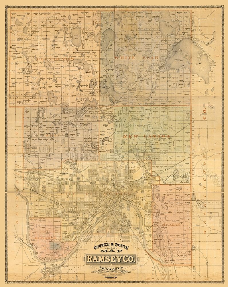 Ramsey County Minnesota - Potts 1885 art print by Potts for $57.95 CAD
