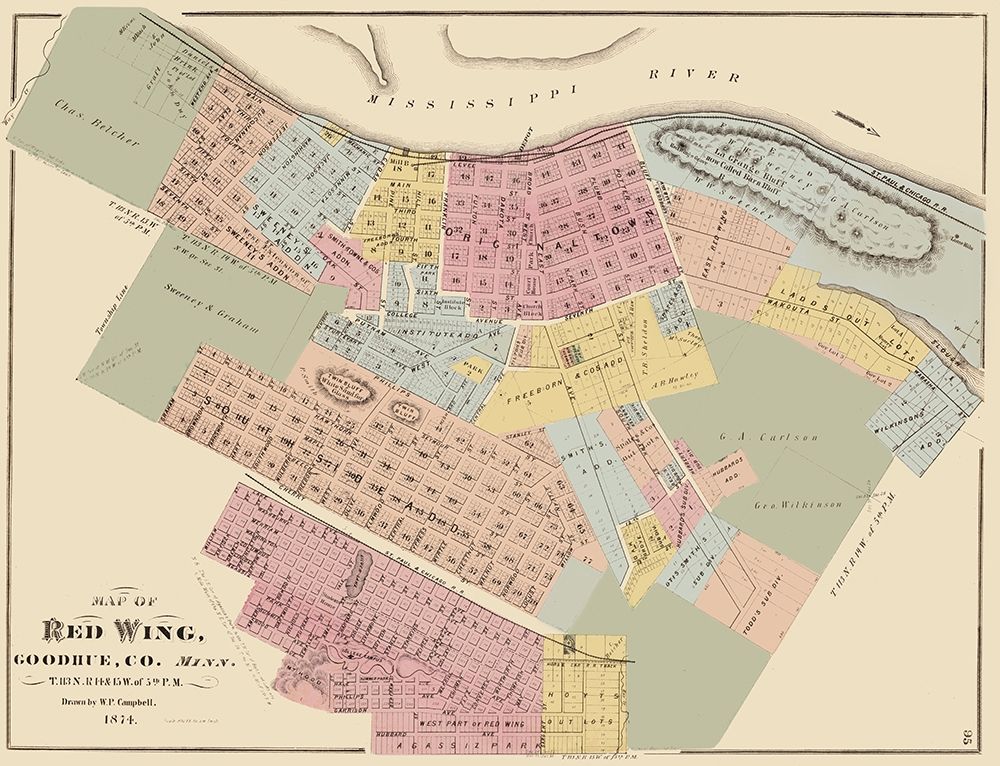 Red Wing Minnesota - Andreas 1874 art print by Andreas for $57.95 CAD