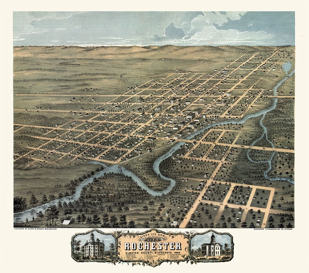 Rochester Minnesota - Stoner 1869 art print by Stoner for $57.95 CAD