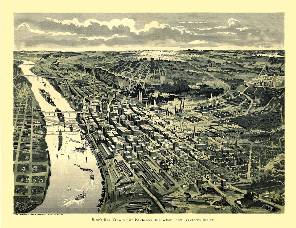 Saint Paul Minnesota - Treacy 1893 art print by Treacy for $57.95 CAD