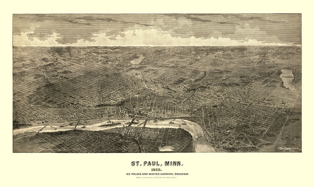 Saint Paul Minnesota - Richards 1888 art print by Richards for $57.95 CAD