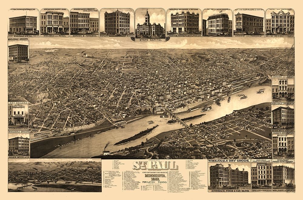 Saint Paul Minnesota - Stoner 1883 art print by Stoner for $57.95 CAD