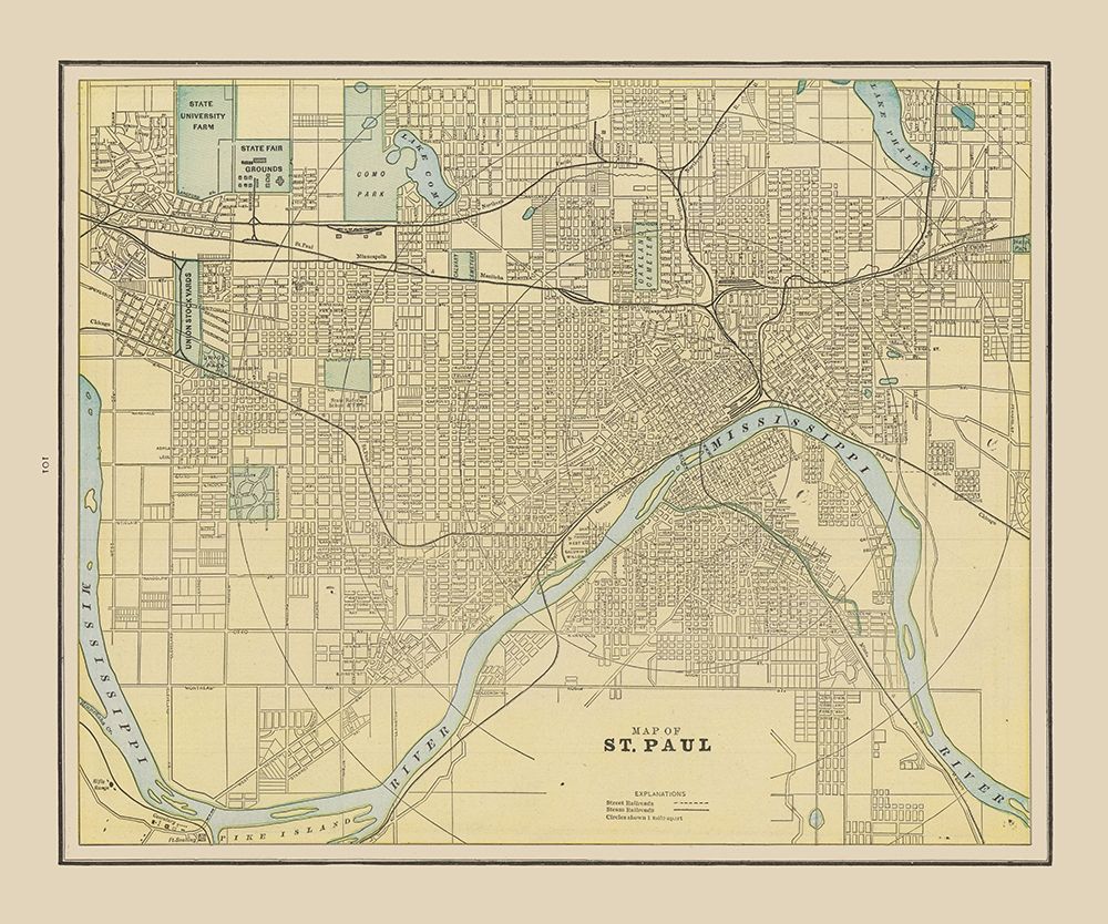 St Paul  Minnesota - Cram 1892 art print by Cram for $57.95 CAD