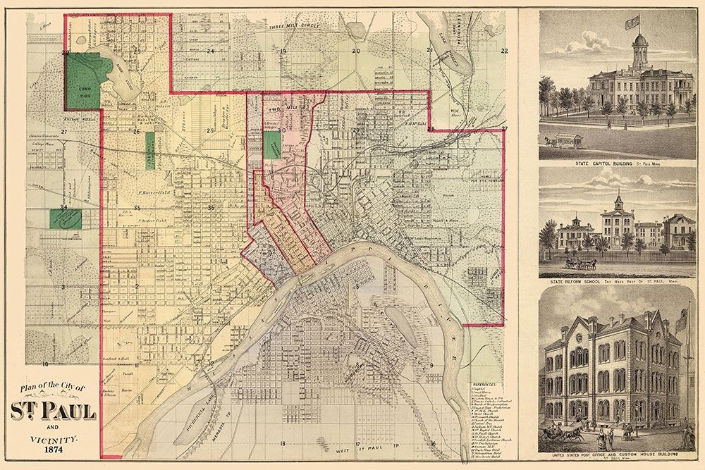 Saint Paul Minnesota Landowner - Andreas 1874 art print by Andreas for $57.95 CAD