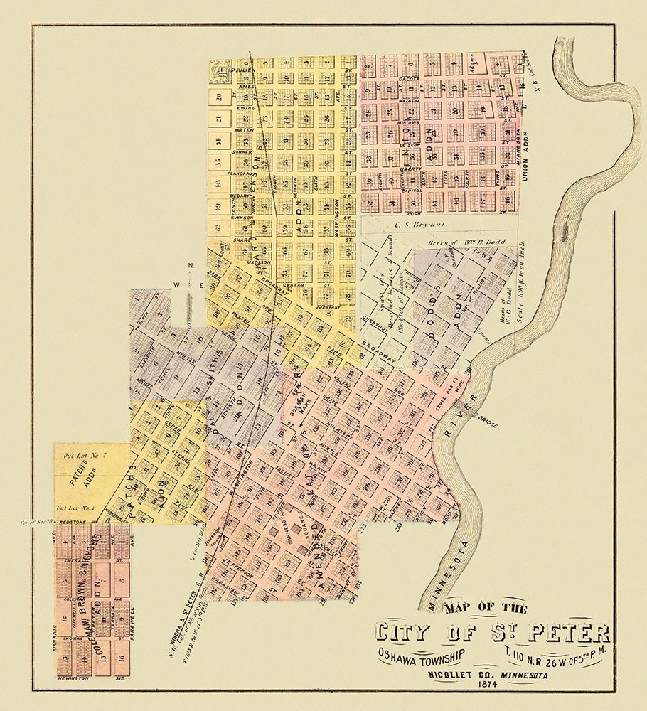 Saint Peter Minnesota - Andreas 1874 art print by Andreas for $57.95 CAD