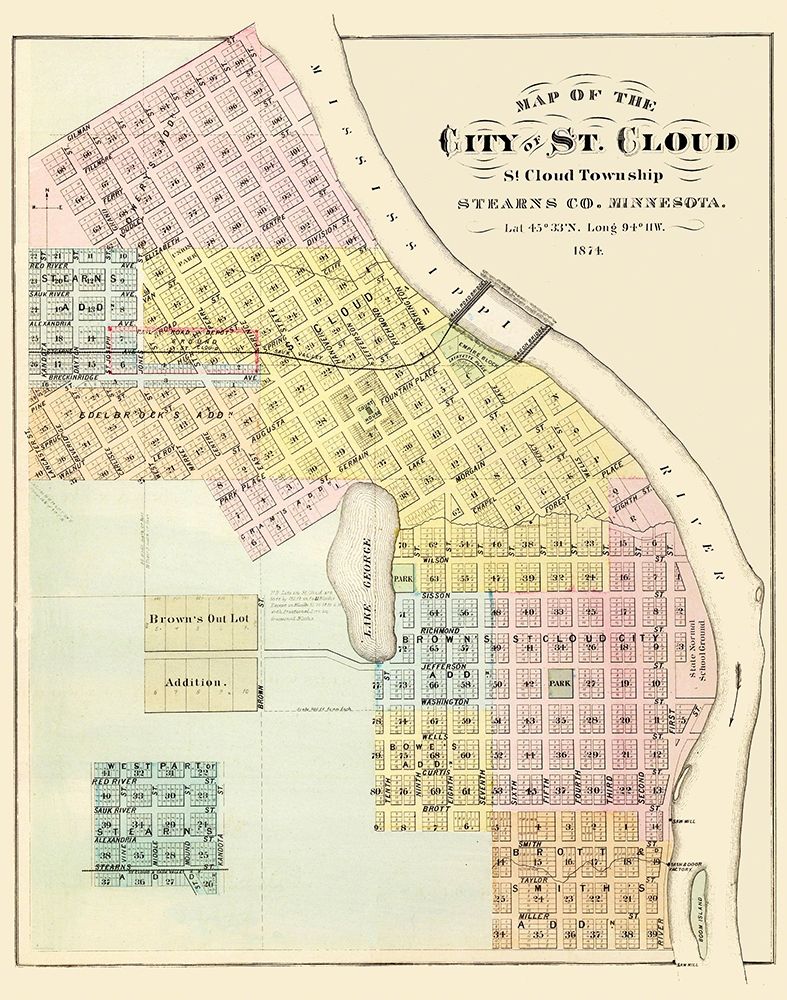 Saint Cloud Minnesota Landowner - Andreas 1874 art print by Andreas for $57.95 CAD