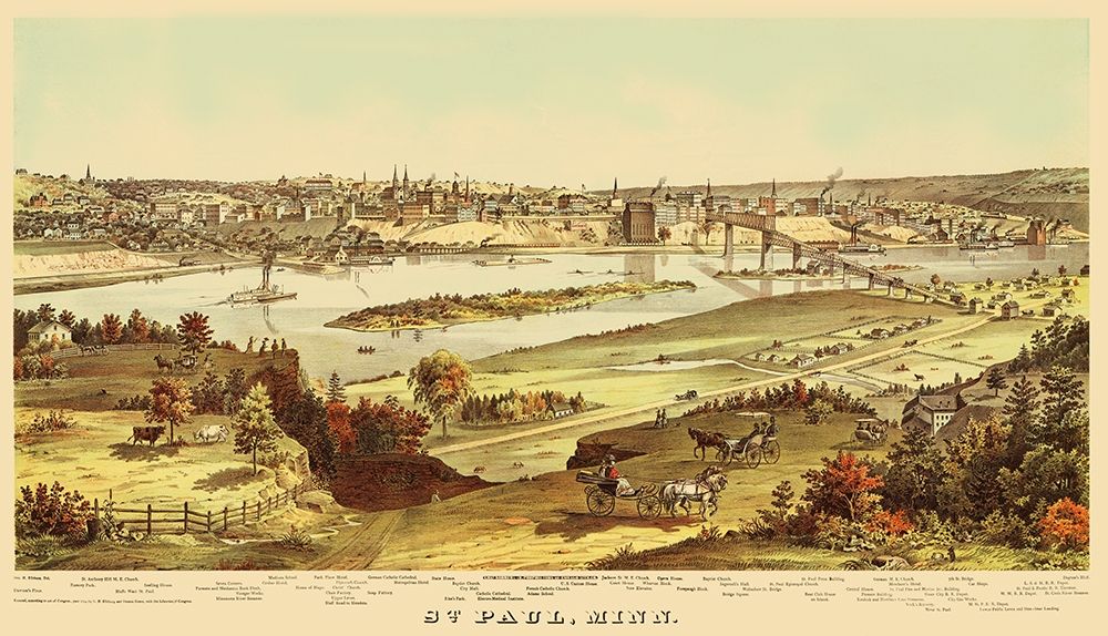St Paul Minnesota - Shober 1874 art print by Shober for $57.95 CAD