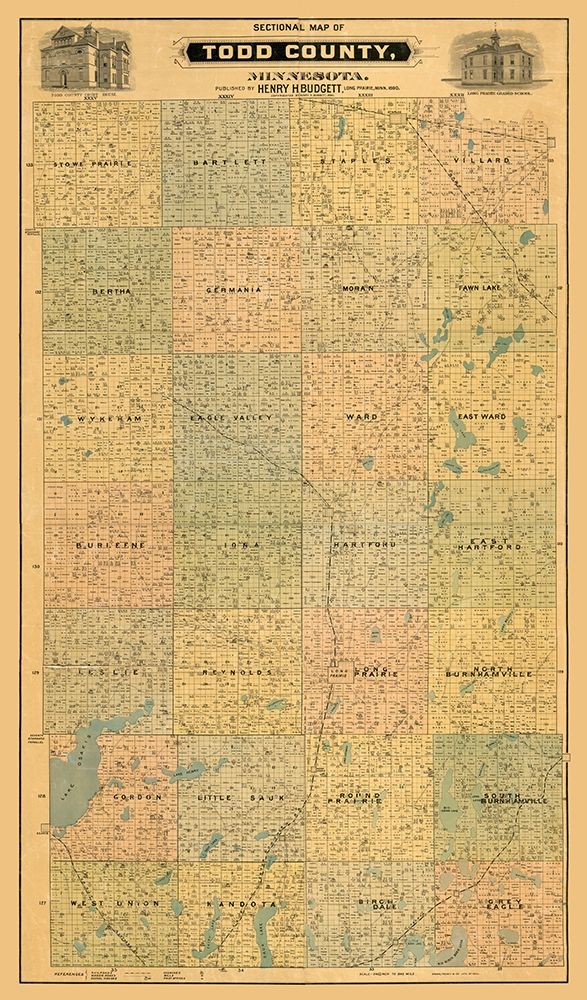 Todd County Minnesota - Budgett 1890 art print by Budgett for $57.95 CAD