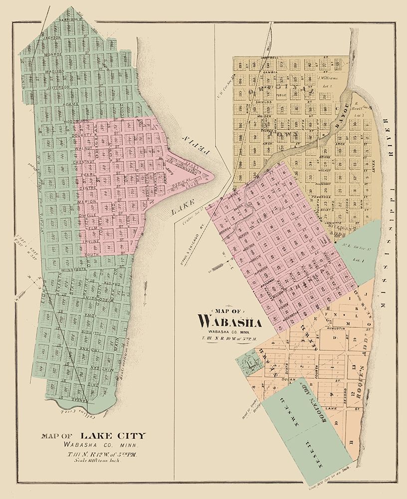 Wabasha, Lake City Minnesota - Andreas 1874 art print by Andreas for $57.95 CAD