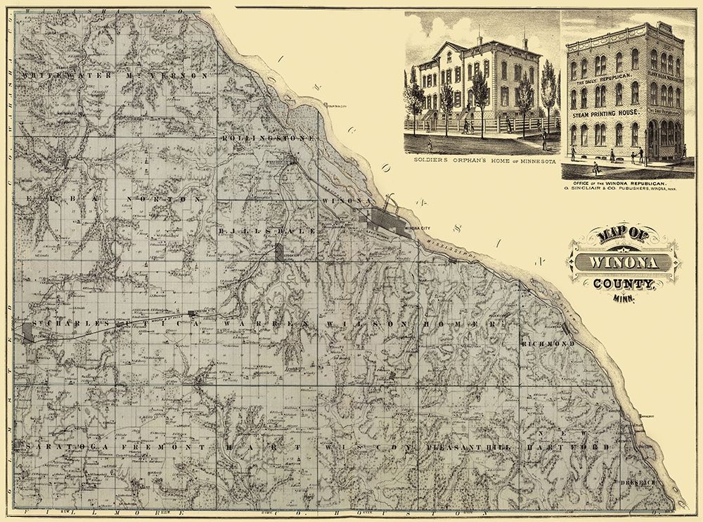 Winona Minnesota Landowner - Andreas 1874 art print by Andreas for $57.95 CAD