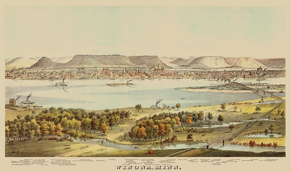 Winona Minnesota - Andreas 1874 art print by Andreas for $57.95 CAD