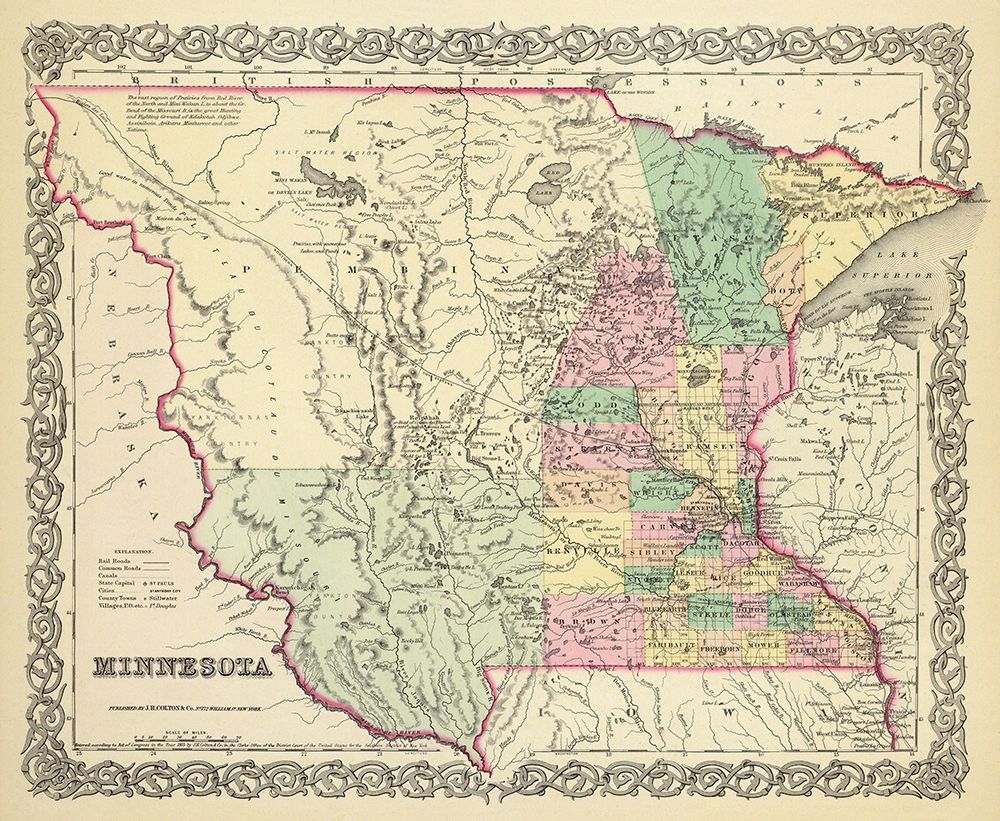 Minnesota - Colton 1856 art print by Colton for $57.95 CAD