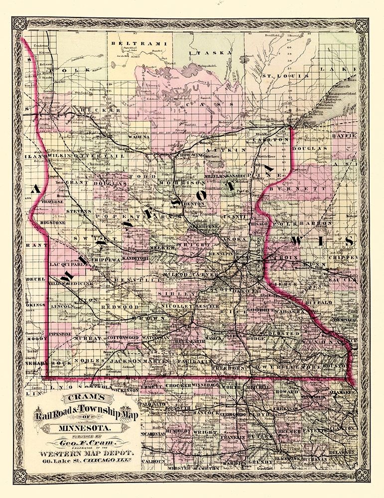 Minnesota - Cram 1875 art print by Cram for $57.95 CAD