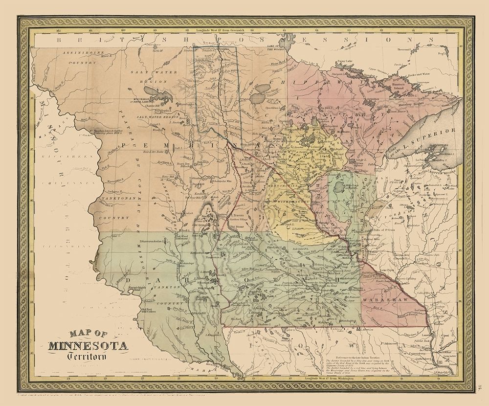 Minnesota - Coperthwait 1852 art print by Cowperthwait for $57.95 CAD