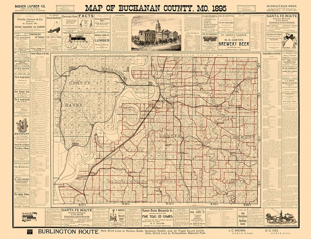 Buchanan County Missouri - Rutt 1895 art print by Rutt for $57.95 CAD