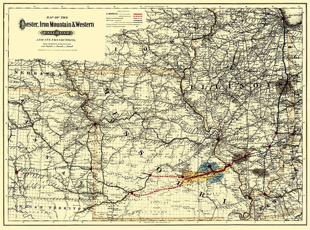 Chester, Iron Mountain and Western 1881 art print by Colton for $57.95 CAD