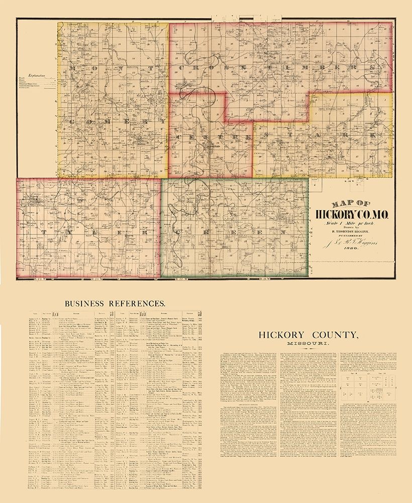 Hickory County Missouri - Higgins 1880 art print by Higgins for $57.95 CAD