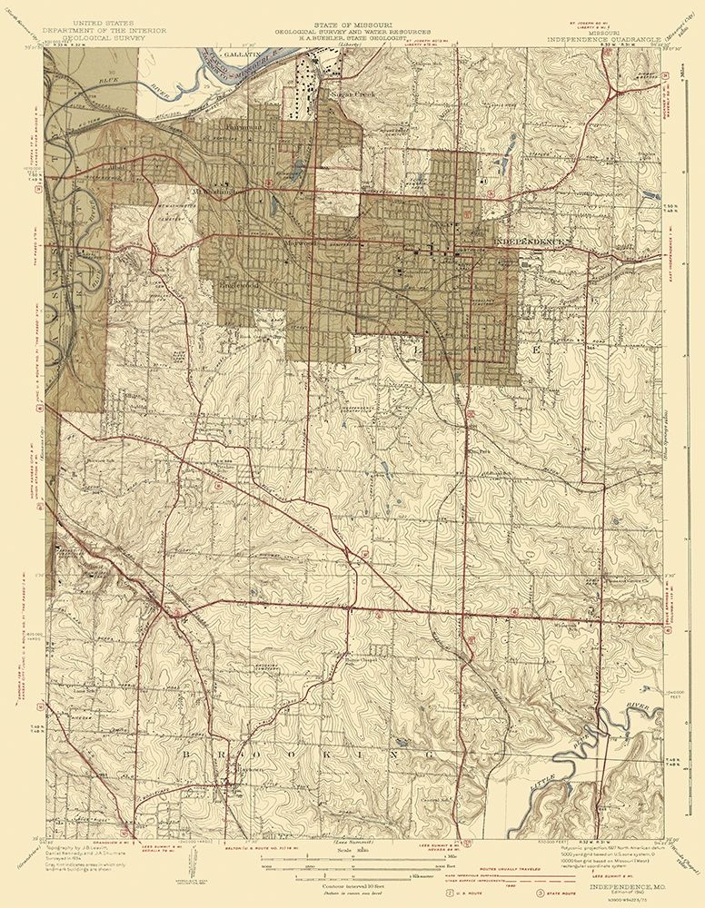 Independence Missouri Quad - USGS 1940 art print by USGS for $57.95 CAD