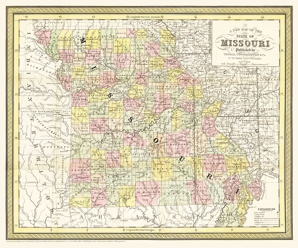Missouri - Cowperthwait 1850 art print by Cowperthwait for $57.95 CAD
