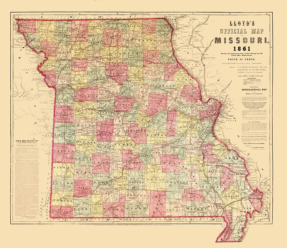 Missouri - Lloyd 1861 art print by Lloyd for $57.95 CAD