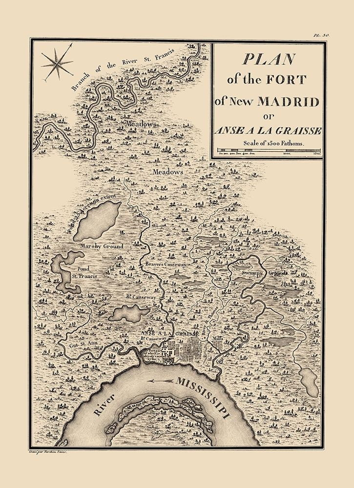 New Madrid Missouri - Collot 1796 art print by Collot for $57.95 CAD