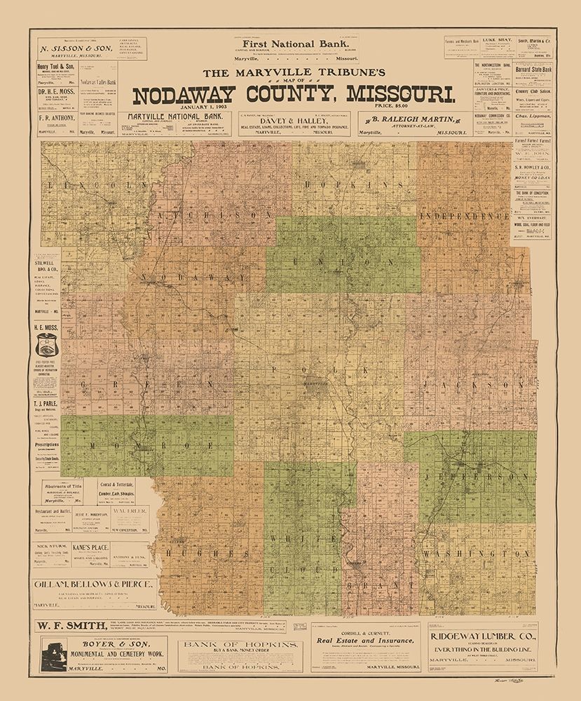 Nodaway County Missouri - Hixson 1903 art print by Hixson for $57.95 CAD