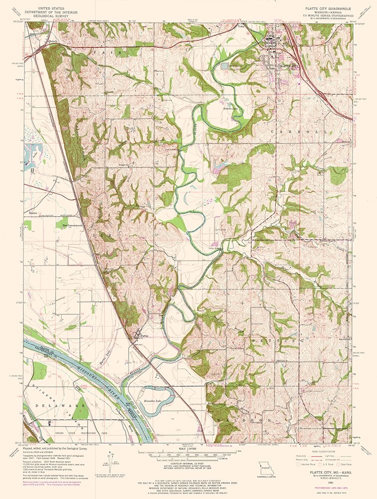 Platte City Missouri Quad - USGS 1961 art print by USGS for $57.95 CAD