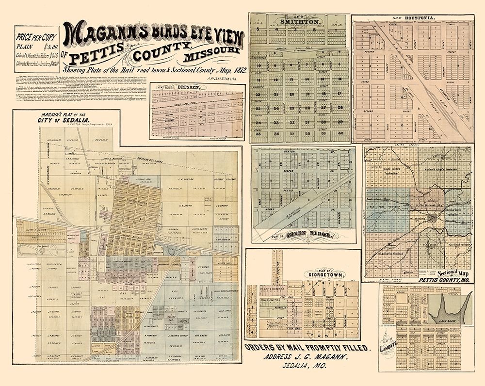 Pettis County Missouri - Magann 1872 art print by Magann for $57.95 CAD
