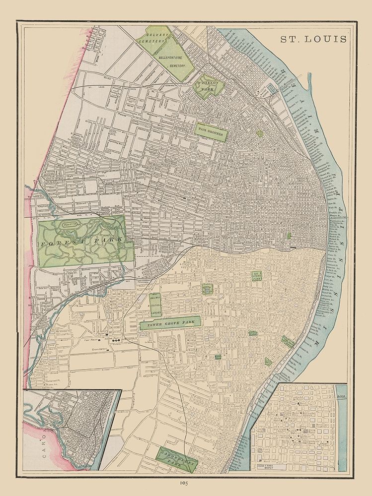 St Louis  Missouri - Cram 1892 art print by Cram for $57.95 CAD