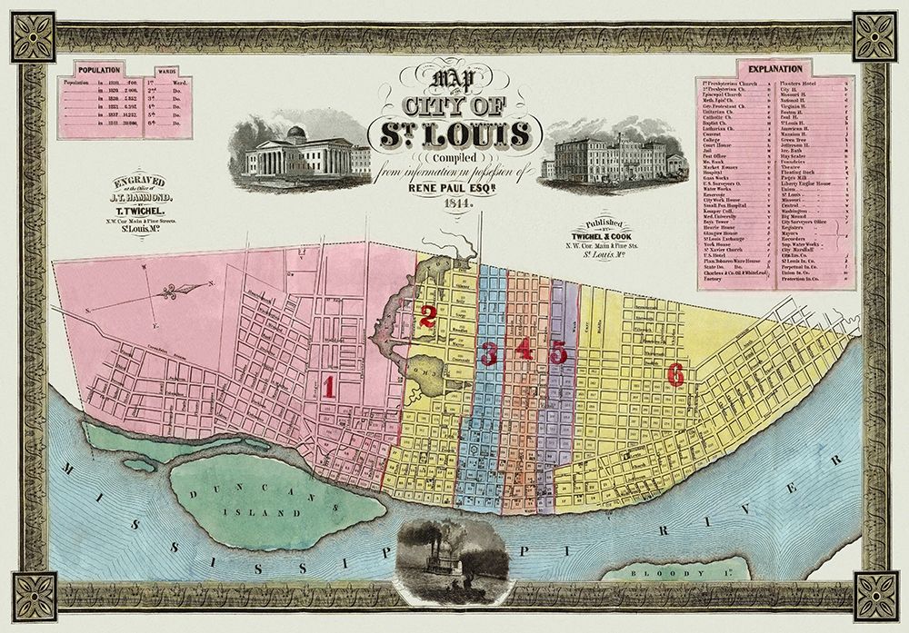 St. Louis Missouri - Twichel 1844 art print by Twichel for $57.95 CAD