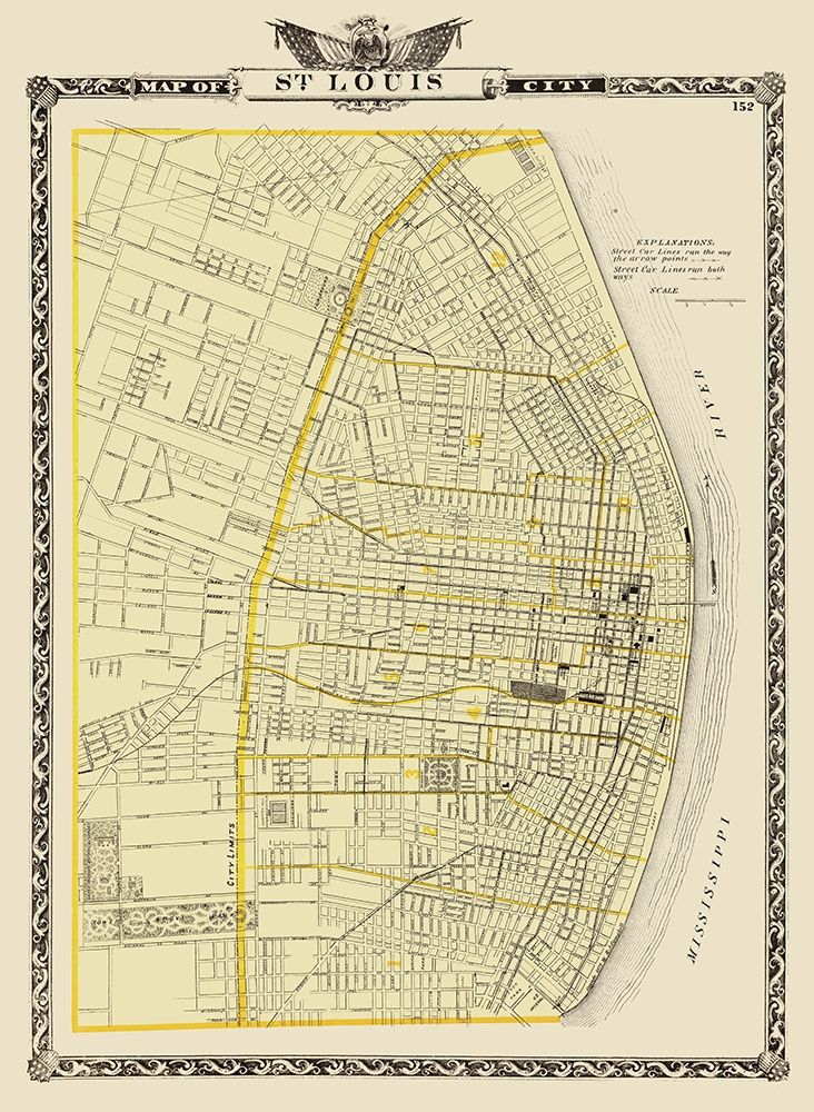 St. Louis Missouri - Warner 1876 art print by Warner for $57.95 CAD