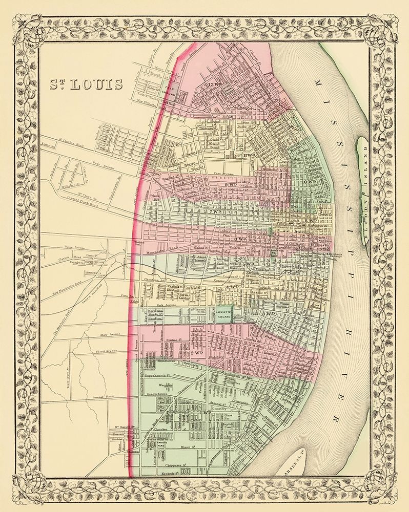 St. Louis Missouri - Mitchell 1870 art print by Mitchell for $57.95 CAD