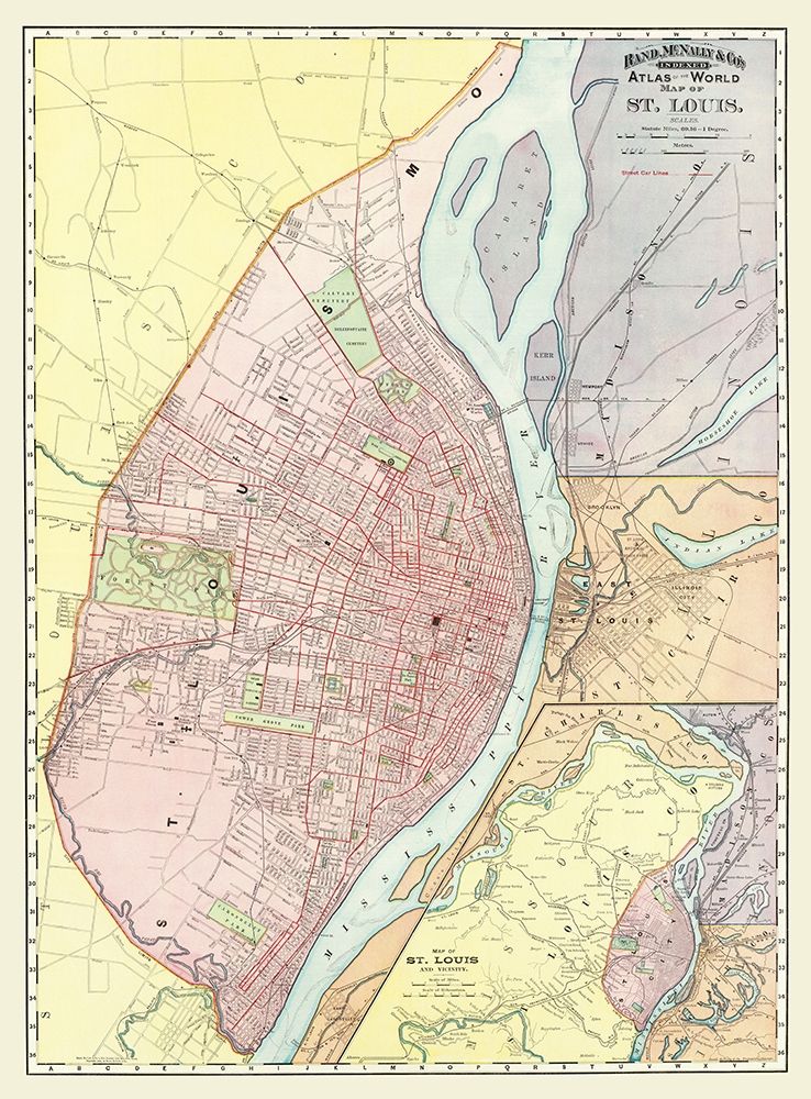 St. Louis Missouri, Illinois with Illinois art print by Rand McNally for $57.95 CAD