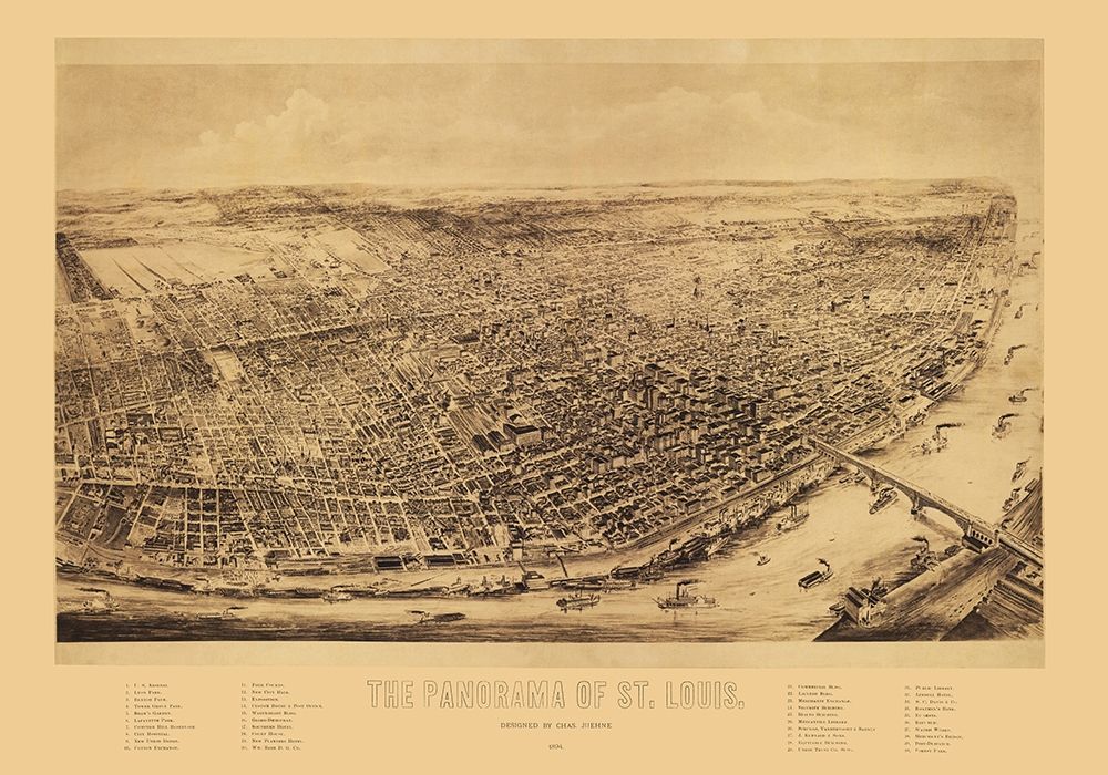 St Louis Missouri - Juehne 1894 art print by Juehne for $57.95 CAD