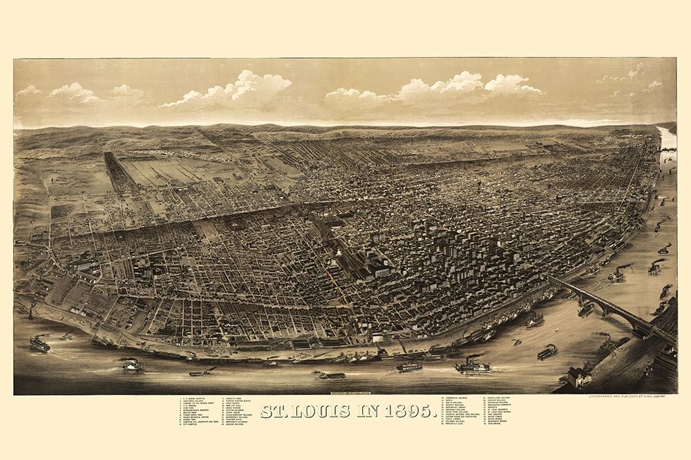 St Louis Missouri - Juehne 1895 art print by Juehne for $57.95 CAD