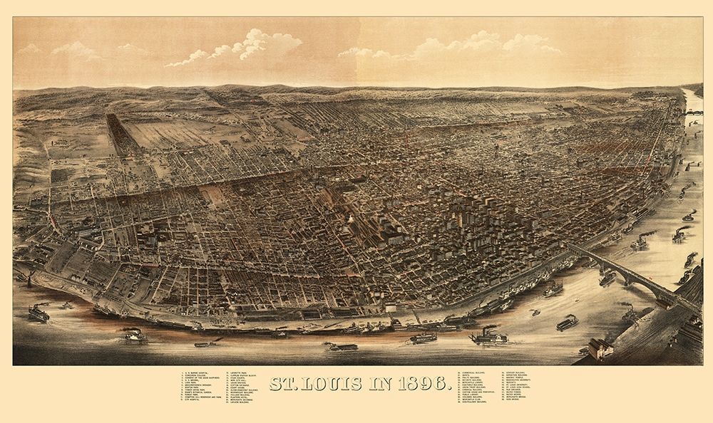 St Louis Missouri - Juehne 1896 art print by Juehne for $57.95 CAD