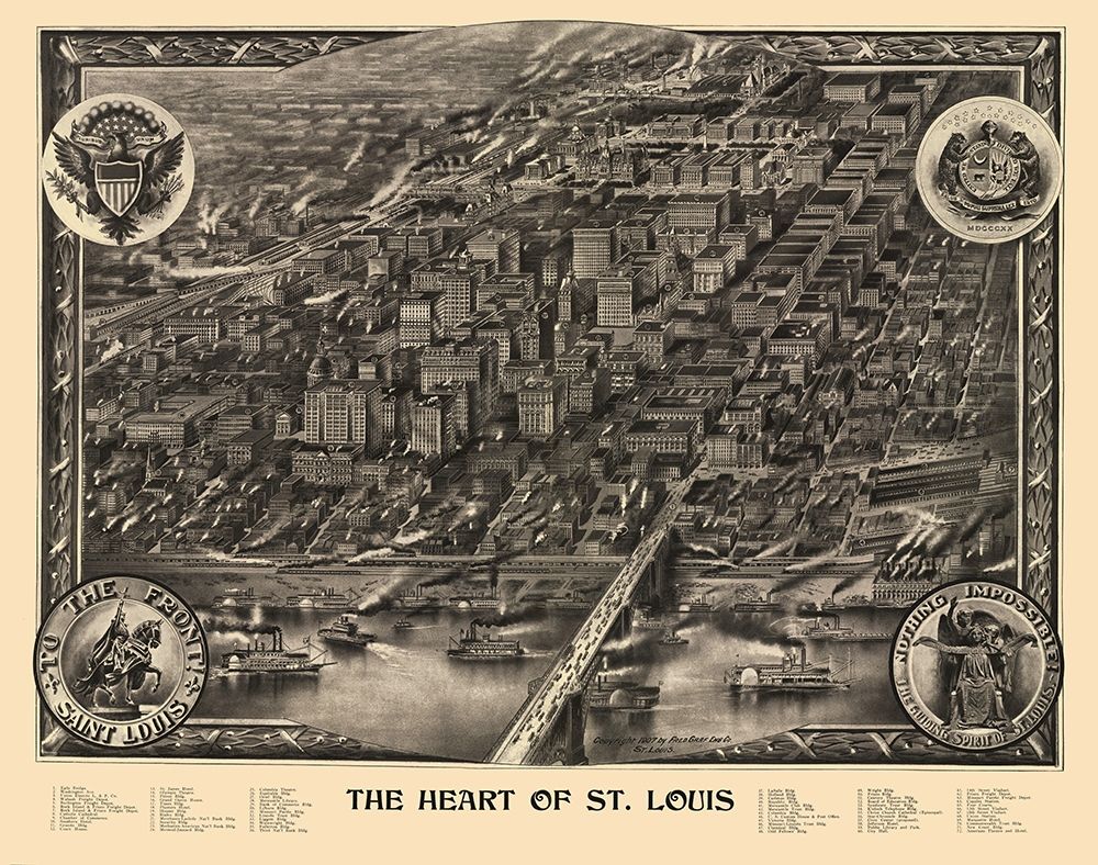 St Louis Central Missouri - Graf 1907 art print by Graf for $57.95 CAD