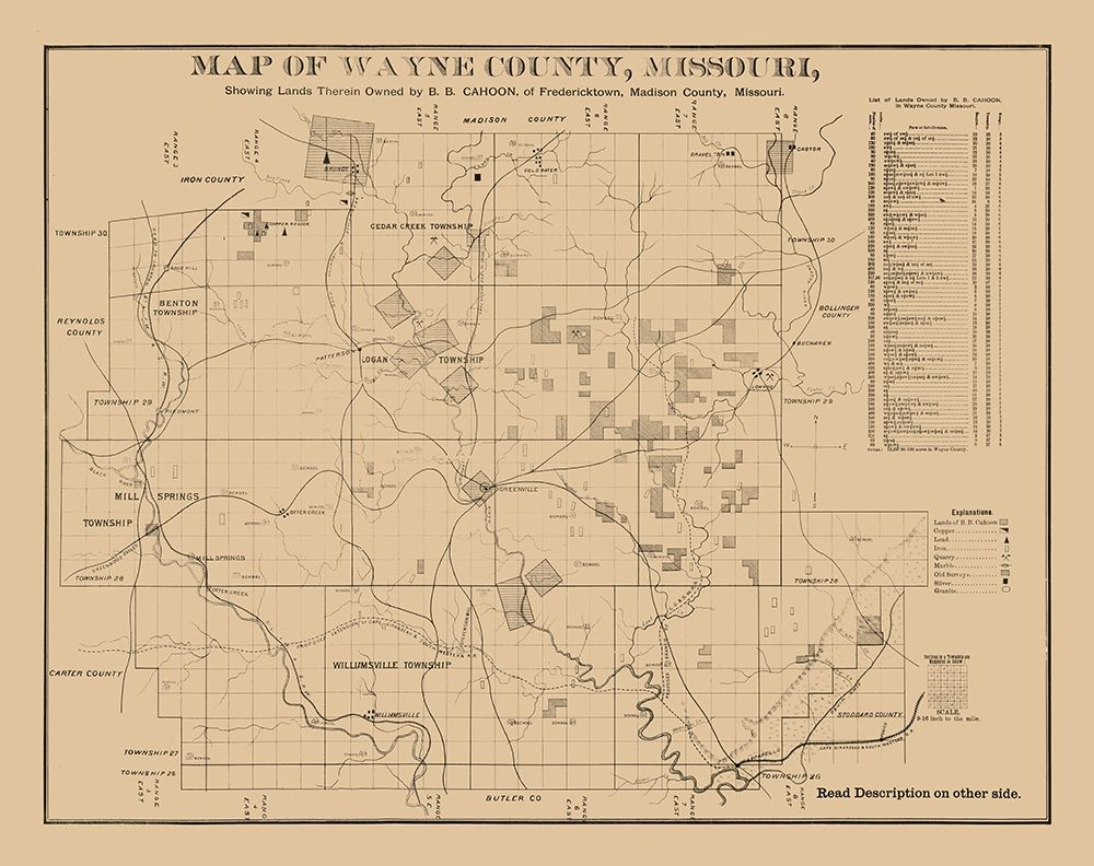 Wayne County Missouri - Cahoon 1882 art print by Cahoon for $57.95 CAD