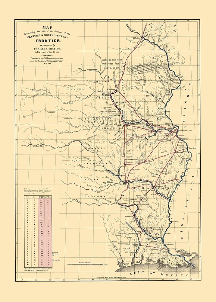 Western and North Western Frontier Defenses 1837 art print by Gratiot for $57.95 CAD