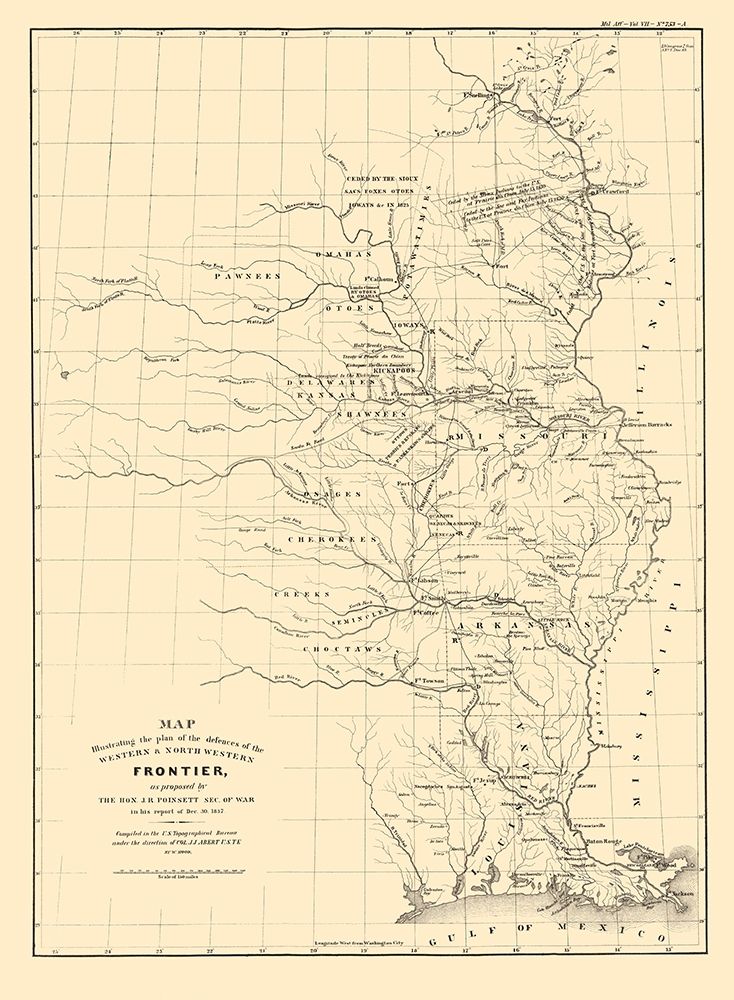 Western and North Western Frontier Defenses 1837 art print by Poinsett for $57.95 CAD