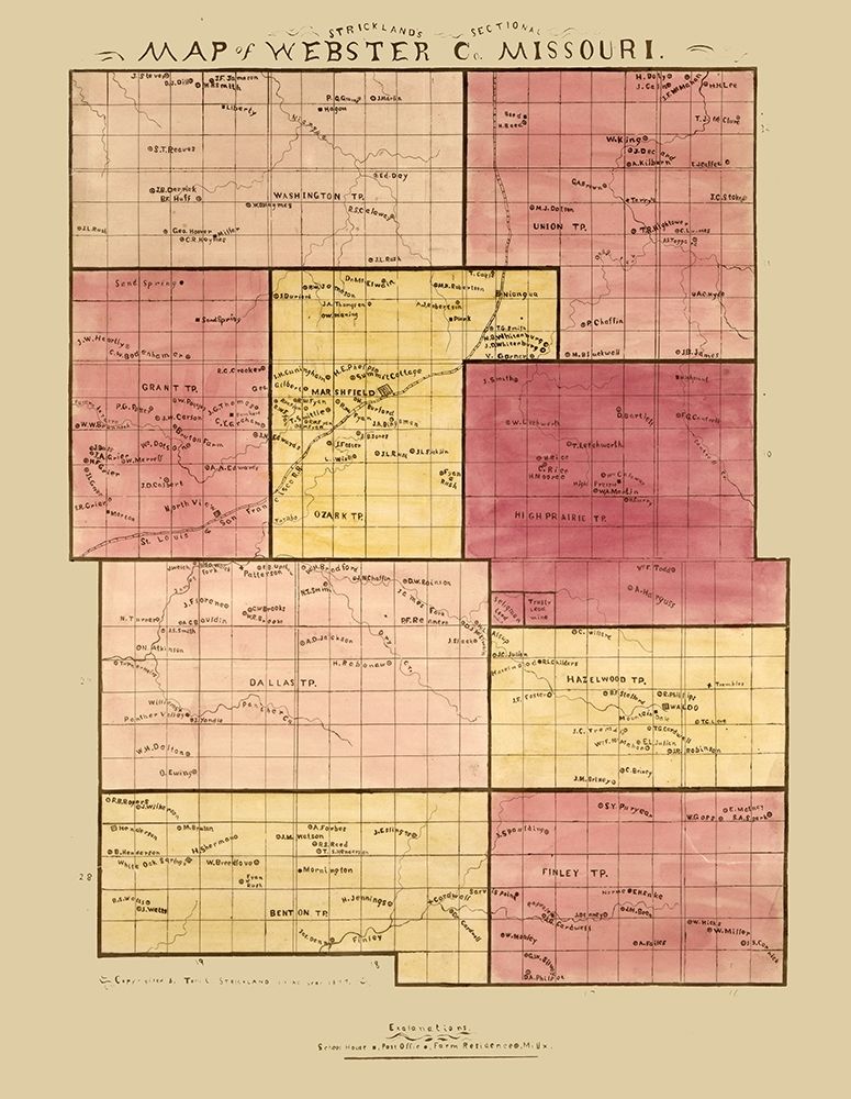Webster County Missouri - Strickland 1877 art print by Strickland for $57.95 CAD
